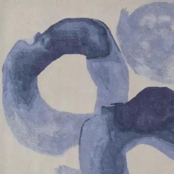 5' X 8' Blue and Ivory Abstract Hand Tufted Area Rug