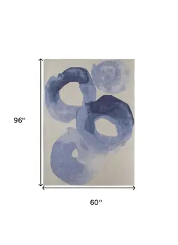 5' X 8' Blue and Ivory Abstract Hand Tufted Area Rug