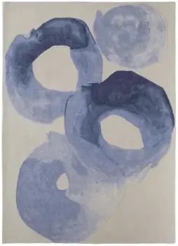 5' X 8' Blue and Ivory Abstract Hand Tufted Area Rug