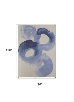 8' X 10' Blue and Ivory Abstract Hand Tufted Area Rug
