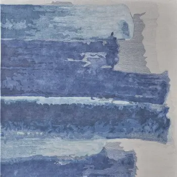 9' X 12' Blue and Ivory Abstract Hand Tufted Area Rug