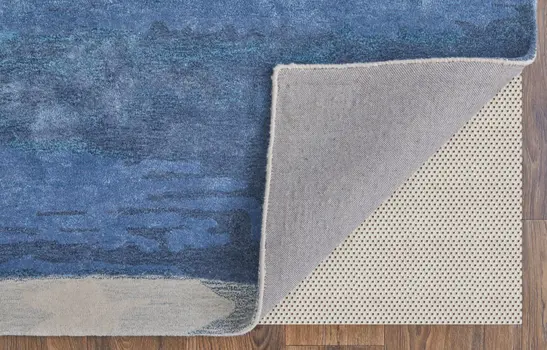 10' X 14' Blue and Ivory Abstract Hand Tufted Area Rug
