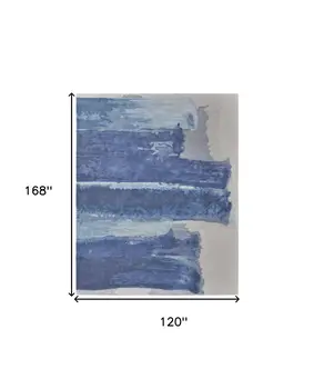 10' X 14' Blue and Ivory Abstract Hand Tufted Area Rug