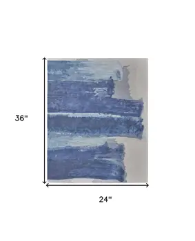 2' X 3' Blue and Ivory Abstract Hand Tufted Area Rug