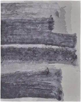 8' X 10' Dark Gray and Ivory Abstract Hand Tufted Area Rug