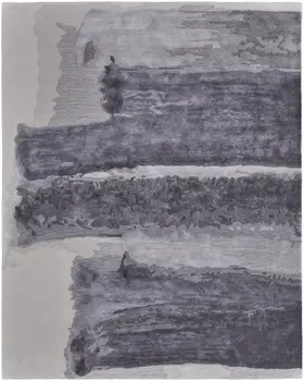 10' X 14' Dark Gray and Ivory Abstract Hand Tufted Area Rug