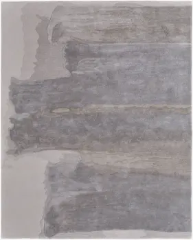 5' X 8' Gray and Ivory Abstract Hand Tufted Area Rug