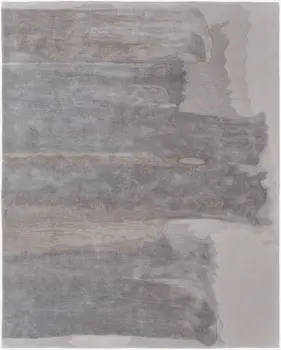5' X 8' Gray and Ivory Abstract Hand Tufted Area Rug
