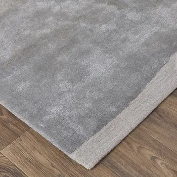 2' X 3' Gray and Ivory Abstract Hand Tufted Area Rug