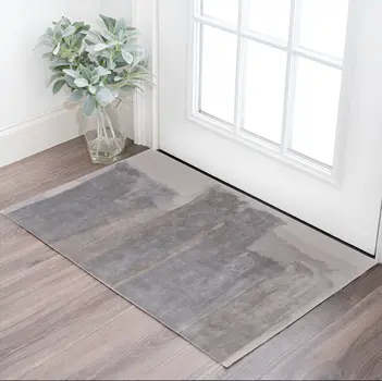 2' X 3' Gray and Ivory Abstract Hand Tufted Area Rug