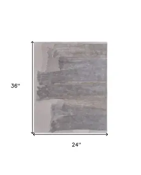 2' X 3' Gray and Ivory Abstract Hand Tufted Area Rug
