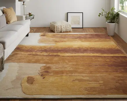 9' X 12' Red Abstract Hand Tufted Area Rug