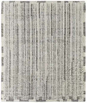 4' X 6' Gray and Ivory Wool Striped Hand Woven Area Rug