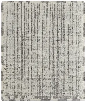6' X 9' Gray and Ivory Wool Striped Hand Woven Area Rug