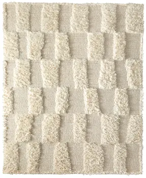 4' X 6' Ivory Wool Geometric Hand Woven Area Rug