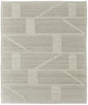 4' X 6' Tan and Ivory Wool Geometric Hand Woven Area Rug