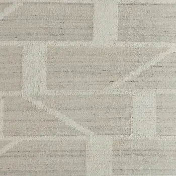 6' X 9' Tan and Ivory Wool Geometric Hand Woven Area Rug