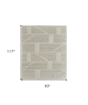 8' X 10' Tan and Ivory Wool Geometric Hand Woven Area Rug