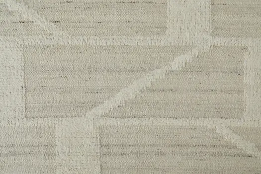 10' Tan and Ivory Wool Geometric Hand Woven Runner Rug