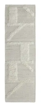 8' Tan and Ivory Wool Geometric Hand Woven Runner Rug