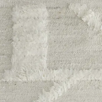 8' Tan and Ivory Wool Geometric Hand Woven Runner Rug