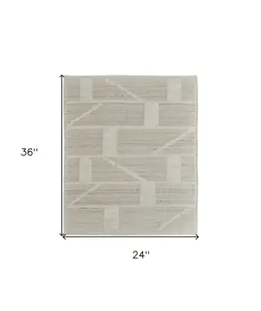 2' X 3' Tan and Ivory Wool Geometric Hand Woven Area Rug
