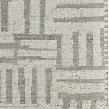 4' X 6' Gray and Ivory Wool Geometric Hand Woven Area Rug