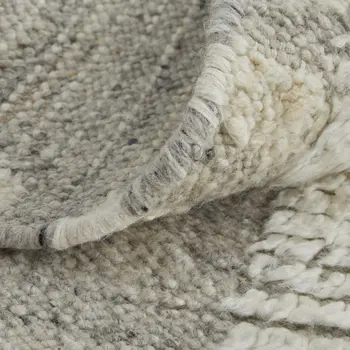 6' X 9' Gray and Ivory Wool Geometric Hand Woven Area Rug