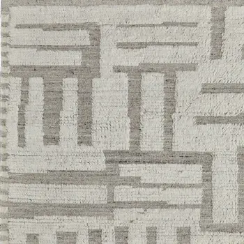 6' X 9' Gray and Ivory Wool Geometric Hand Woven Area Rug