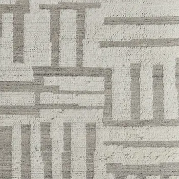 8' X 10' Gray and Ivory Wool Geometric Hand Woven Area Rug