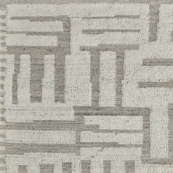 8' X 12' Gray and Ivory Wool Geometric Hand Woven Area Rug
