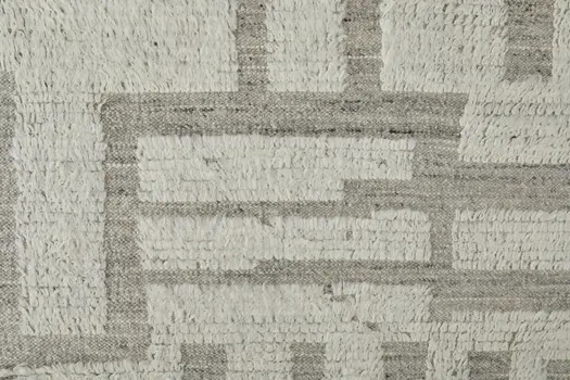 9' X 13' Gray and Ivory Wool Geometric Hand Woven Area Rug