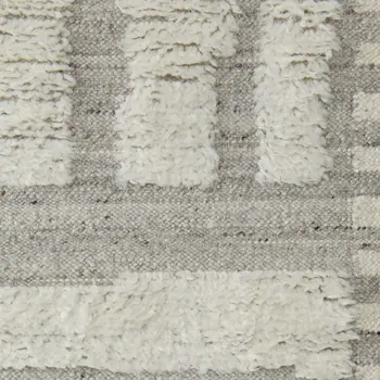 8' Gray and Ivory Wool Geometric Hand Woven Runner Rug