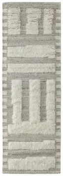 8' Gray and Ivory Wool Geometric Hand Woven Runner Rug