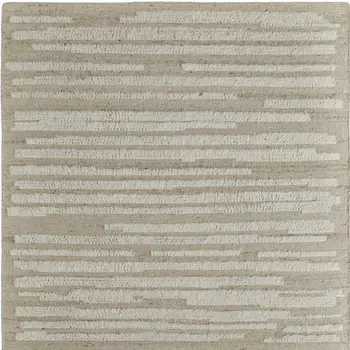 6' X 9' White and Tan Wool Striped Hand Woven Area Rug