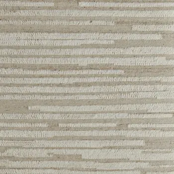 9' X 13' White and Tan Wool Striped Hand Woven Area Rug