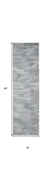 8' Gray and Blue Abstract Power Loom Runner Rug