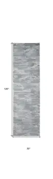 8' Gray and Blue Abstract Power Loom Runner Rug