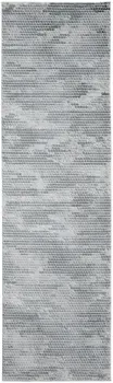 8' Gray and Blue Abstract Power Loom Runner Rug