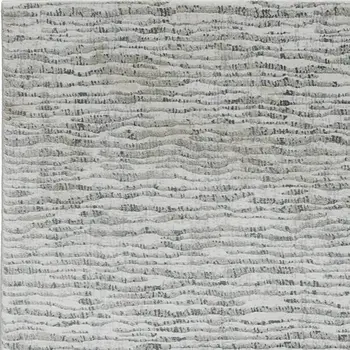 8' Ivory Gray and Green Abstract Power Loom Worn Faded Runner Rug