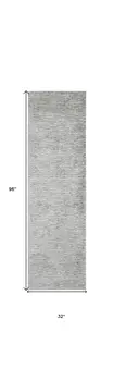 8' Ivory Gray and Green Abstract Power Loom Worn Faded Runner Rug