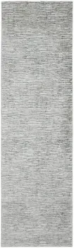 8' Ivory Gray and Green Abstract Power Loom Worn Faded Runner Rug