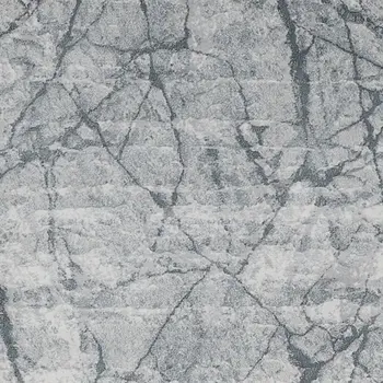 8' Gray and Ivory Abstract Power Loom Worn Faded Runner Rug