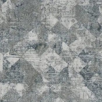 8' Ivory Gray and Green Abstract Power Loom Worn Faded Runner Rug