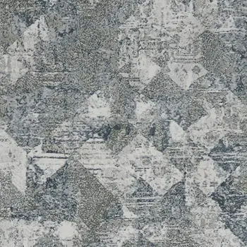 8' Ivory Gray and Green Abstract Power Loom Worn Faded Runner Rug