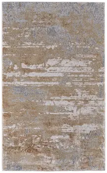 8' X 10' Ivory Tan and Gray Abstract Power Loom Area Rug