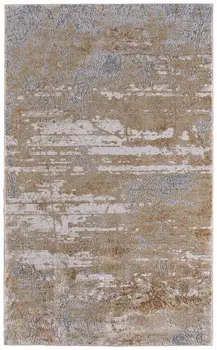 8' X 10' Ivory Tan and Gray Abstract Power Loom Area Rug