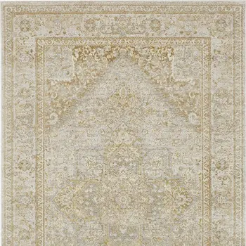 8' X 10' Ivory and Gold Oriental Power Loom Area Rug