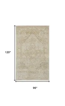 8' X 10' Ivory and Gold Oriental Power Loom Area Rug