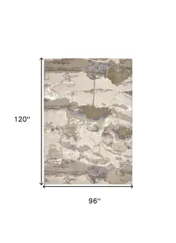 8' X 10' Ivory Brown and Gray Abstract Power Loom Area Rug